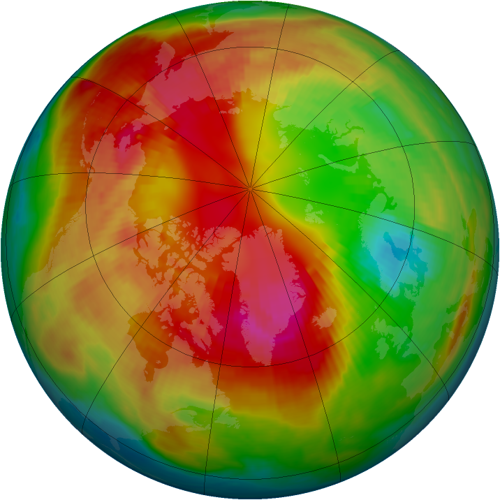 Arctic ozone map for 25 February 1998